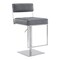 Armen Living Michele Swivel Adjustable Height Gray Faux Leather and Brushed Stainless Steel Bar Stool LCMISWBABSGR - alternate 1